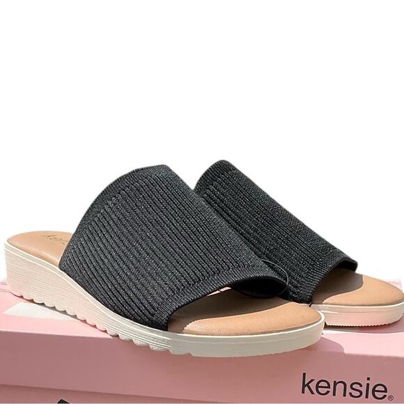 Kensie Black Slide Sandals for Women Size 8 NIB - Picture 1 of 6